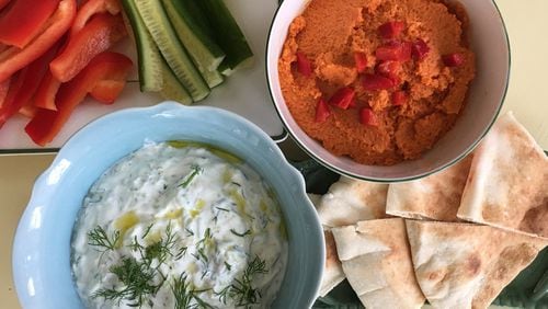There’s something for everyone when you bring homemade tzatziki and Fiery Red Pepper Cauliflower Dip to the Super Bowl party. CONTRIBUTED BY KELLIE HYNES