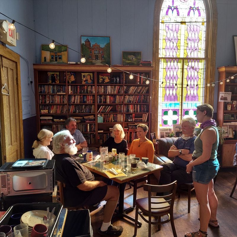 Enjoy a coffee or eclectic American fare in Fayetteville’s Cathedral Café. 
Courtesy of Seldon Ink.