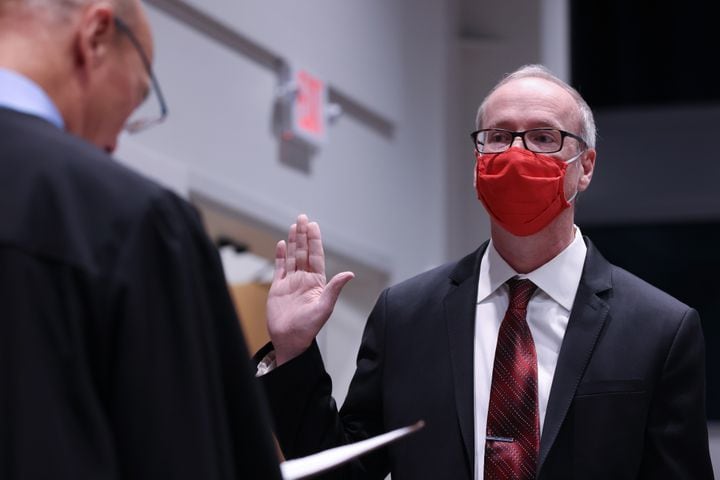 Former Chamblee Councilmember Brian Mock was sworn in as the new Chamblee mayor on Thursday, January 13, 2022. Miguel Martinez for The Atlanta Journal-Constitution