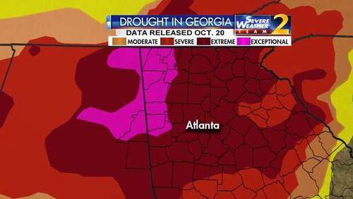 Most of North Georgia is in at least a “severe” drought. (Credit: Channel 2 Action News)
