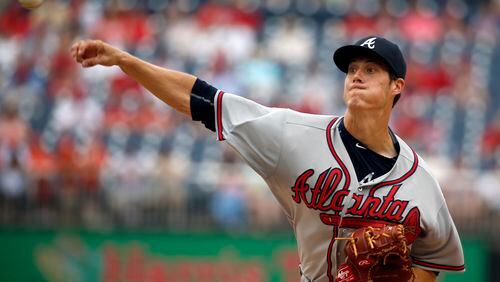 Braves starting pitcher Matt Wisler throws during the first inning of a baseball game against the Washington Nationals at Nationals Park, Thursday, June 25, 2015, in Washington. (AP Photo/Alex Brandon)