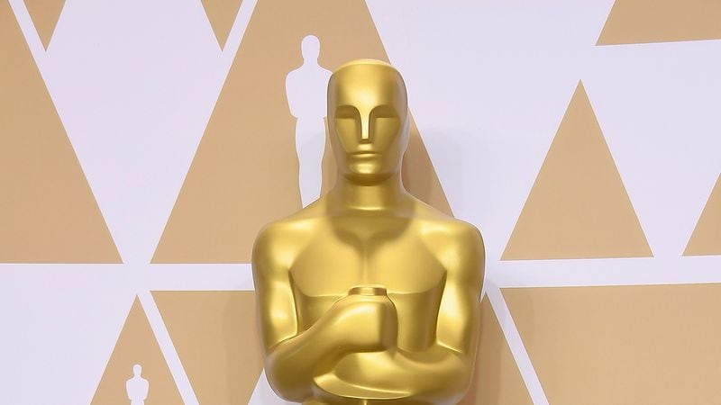 An Oscar statue is displayed in the press room during the 90th Annual Academy Awards. Companies pay thousands of dollars to have products in gift bags given to nominees.