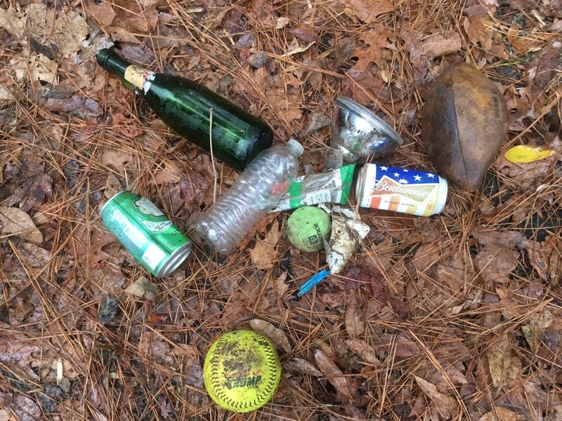 Here's some of the junk volunteers picked up along the Chattahoochee River Tuesday morning. The site, like other local areas operated by the National Park Service, haven't seen anything like the mountains of refuse piling up at Yosemite National Park. Photo: Jennifer Brett
