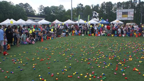 More than 90,000 eggs will be dropped by helicopter as part of the Community Egg Drop at Sprayberry High in East Cobb. Contributed.
