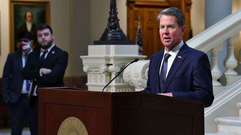 Gov. Brian Kemp on Monday backed the use of a photo ID in the future to verify mail-in ballots.  “It’s a simple way to make sure that type of voting is further secured, and it’s a good first place to start,” Kemp said. (Hyosub Shin / Hyosub.Shin@ajc.com)