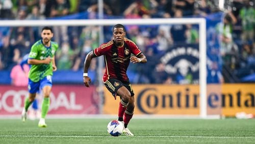 Atlanta United forward Xande Silva #16 controls the ball during the first half of the match against Seattle Sounders FC at Lumen Field in Seattle, WA on Sunday August 20, 2023. (Photo by Mitch Martin/Atlanta United)
