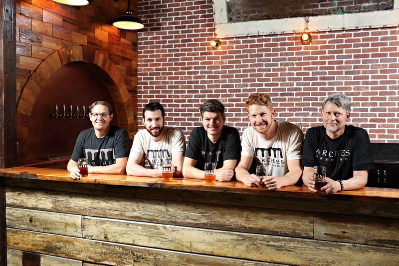  Arches Brewing founders (L-R) Jamey Adams, Jeff Dake, Daniel Beer, Ryan Fogelgren, Greg Mickle. CONTRIBUTED BY: Arches Brewing.