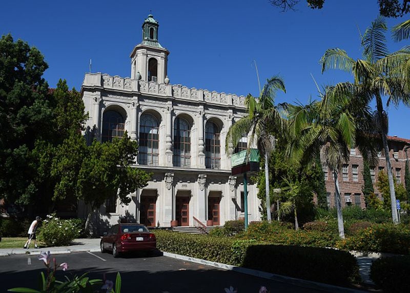 Exterior view of the Alexander Hamilton High School in Los Angeles, California on October 10, 2015. The Los Angeles Unified School District has ordered that film shoots be suspended at all its school campuses after it emerged that one of its facilities was used for a porno movie. Local media reported that "Revenge of the Petites," a porno movie released in 2012, was filmed at Alexander Hamilton High School. (Photo MARK RALSTON/AFP/Getty Images)