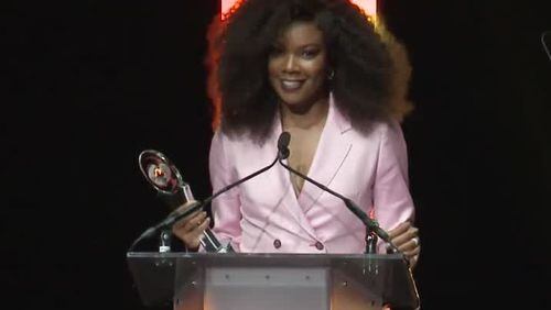 Gabrielle Union accepts the Breakthrough Producer Of The Year award at CinemaCon.