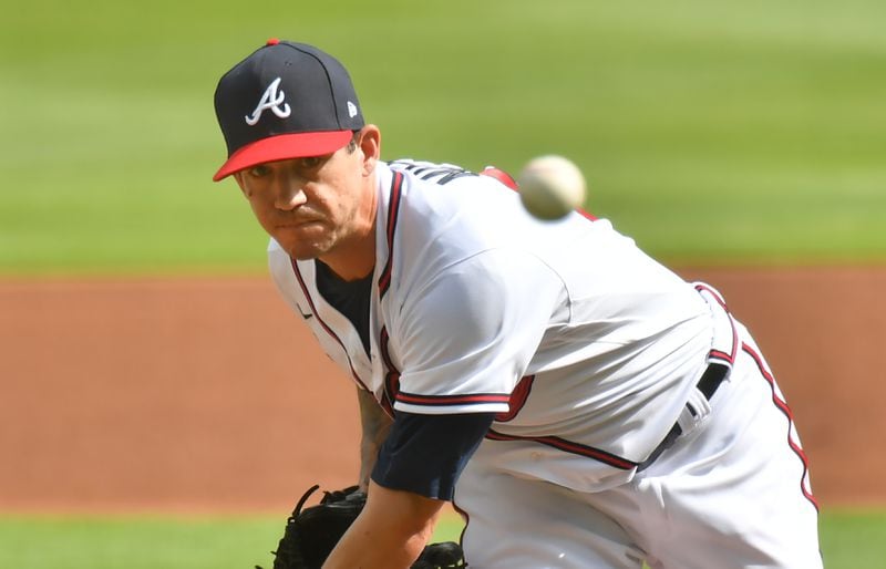 September 4, 2020 Atlanta - Atlanta Braves starting pitcher Tommy Milone (53) throws a pitch during the first inning in game one of MLB baseball doubleheader at Truist Park on Friday, September 4, 2020. (Hyosub Shin / Hyosub.Shin@ajc.com)