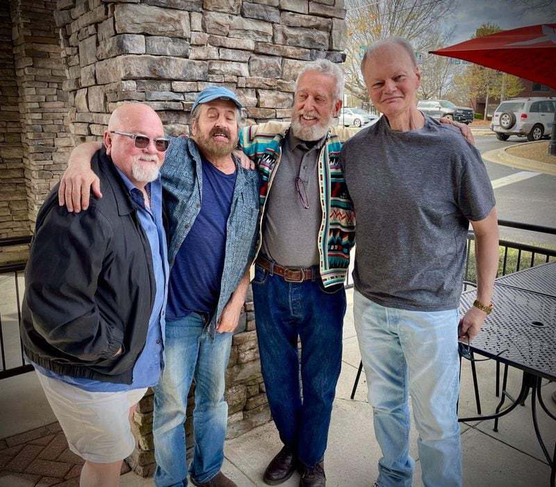 Mike Reeves (left) enjoyed having lunch with the "old-timers" (such as, from the left, musicians Marvin Jackson and Jonny Hibbert and lighting expert Farrell Roberts) to tell war stories about Atlanta rock and roll. "We were planning to do it this week, we’re talking a long lunch," said blues rocker Tinsley Ellis, "and now Mike’s gone." Photo: courtesy Jonny Hibbert