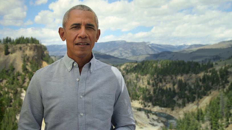 Former president Barack Obama, standing in Yellowstone National Park, hosts a new TV show about the natural world. Netflix