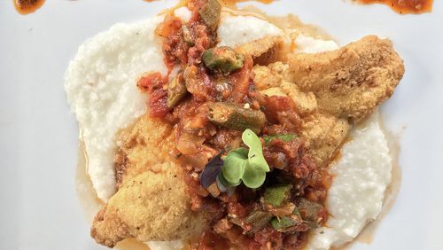 Motor Supply fish camp fried catfish with Carolina Gold rice grits. CONTRIBUTED BY MOTOR SUPPLY FISH CAMP