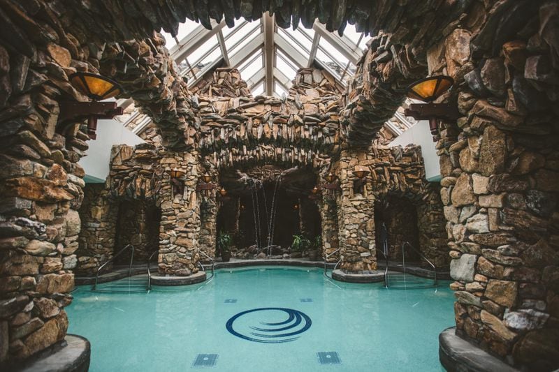 The Omni Grove Park Inn Spa is a subterranean respite and home to 20 water features.
Courtesy of The Omni Grove Park Inn
