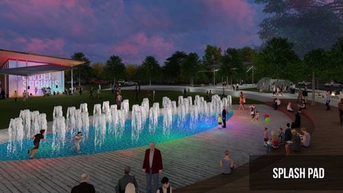 This is a rendering of the splash pad set for downtown Powder Springs as part of its multi-million-dollar park overhaul.