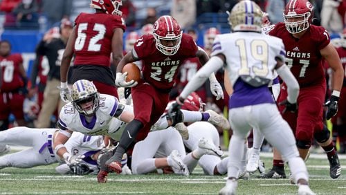 Warner Robins running back Malcolm Brown rushed for 102 yards against Cartersville last year in the state championship game. The two teams meet in the second round of the playoffs this week in Cartersville.
