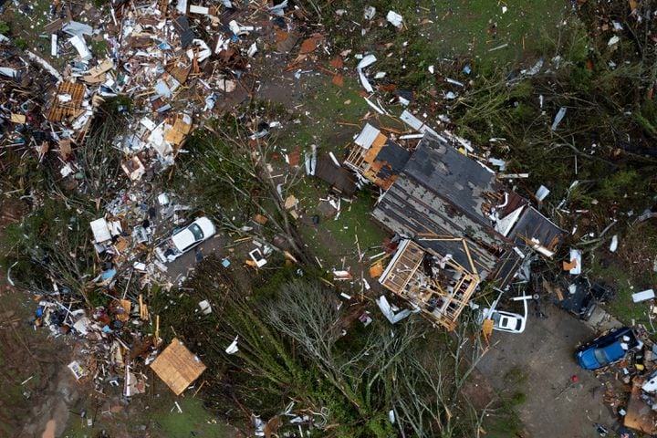 230327-West Point-Aerial photos of tornado damage to homes in West Point shot on Monday, Mar. 27, 2023.  Ben Gray for the Atlanta Journal-Constitution