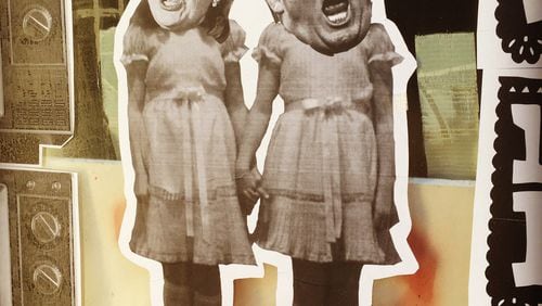 Street Art that pokes fun of the 2016 election by imagining presidential candidates Hillary Clinton and Donald Trump as the frightening twins in the 1980 thriller, The Shining.