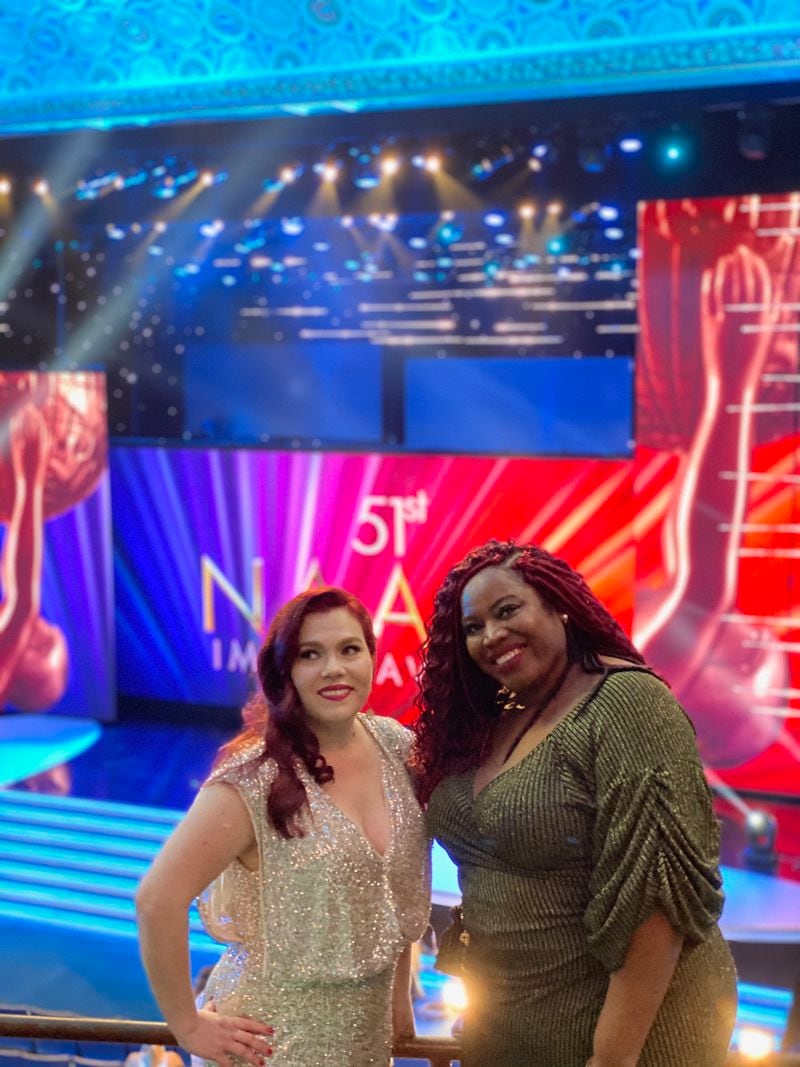 "I'm Not Dying with You Tonight" co-authors Gilly Segal (left) and Kimberly Jones (right) pose, attending the NAACP Image Awards in February of 2020 as nominees in the category of Outstanding Literary Work Youth/Teen.
Courtesy Gilly Segal and Kimberly Jones.