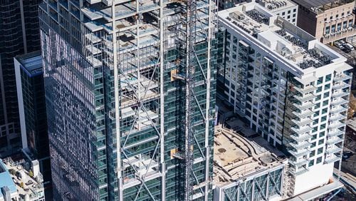 1105 West Peachtree, the tallest building developed in Atlanta since the Great Recession, nears completion, defying pandemic. Submitted photo on Jan. 25, 2021. (Handout)