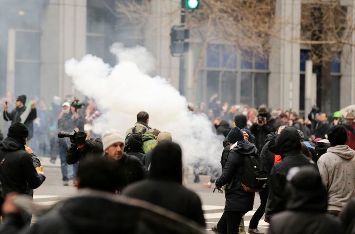 Activists, police clash on Donald Trump’s inauguration day