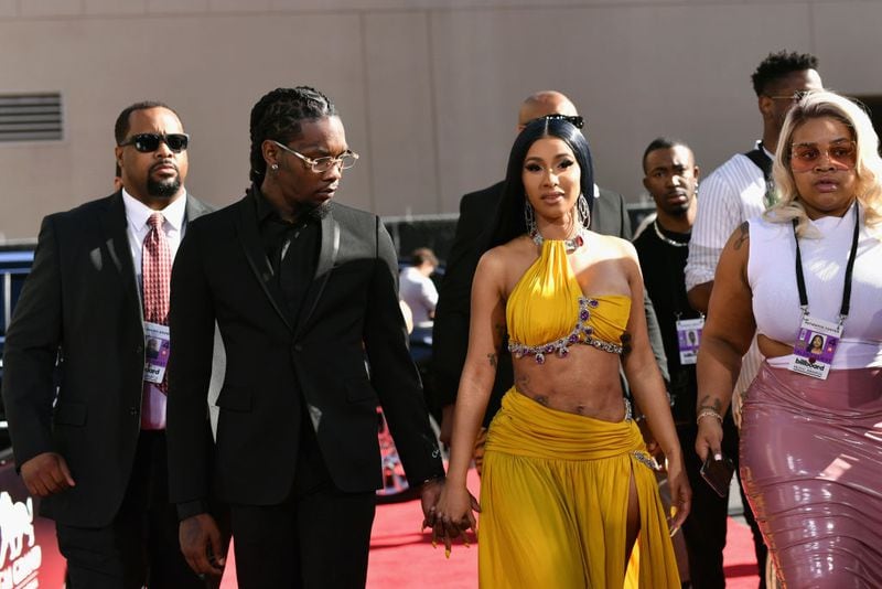 (L-R) Offset of Migos and Cardi B attend the 2019 Billboard Music Awards at MGM Grand Garden Arena on May 1, 2019 in Las Vegas.