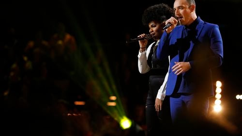 THE VOICE -- "Live Semi Finals" Episode: 1117A -- Pictured: (l-r) We McDonald, Aaron Gibson -- (Photo by: Trae Patton/NBC)