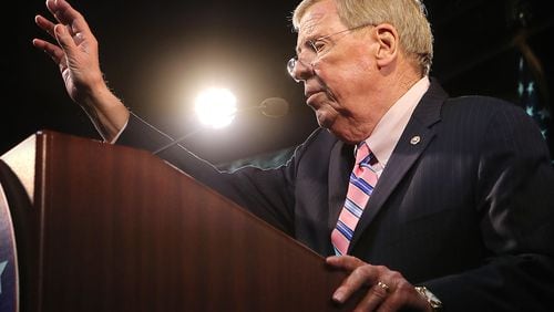 Georgia Republican U.S. Sen. Johnny Isakson said he’s still reviewing the details of President Donald Trump’s emergency proclamation and has yet to make a final decision on legislation that would overturn it. Curtis Compton /ccompton@ajc.com