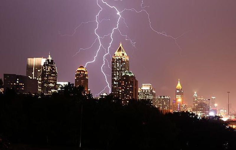 Lightning striking Atlanta