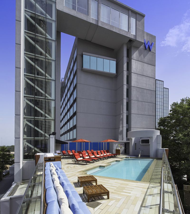 The W Atlanta-Buckhead hotel on Peachtree Road in Atlanta. The hotel recently sold to Woodbine Legacy Investments and fund’s parent company plans an extensive renovation. SPECIAL