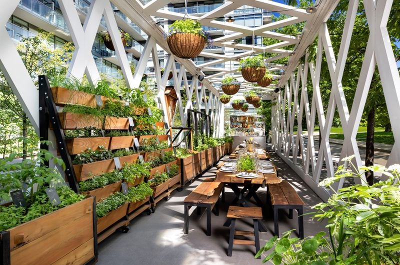 The garden pavilion at the new I Hotel Toronto brings the outdoors inside. 
Courtesy of Brandon Barre