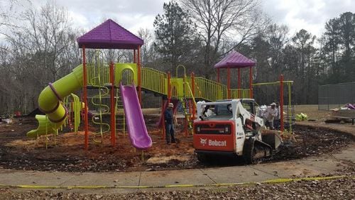 Construction for the new playground at Bouldercrest is complete. The public is invited to a ribbon-cutting ceremony this weekend.