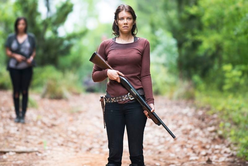  TV STILL -- Alanna Masterson as Tara Chambler and Lauren Cohan as Maggie Greene - The Walking Dead _ Seasn 5, Episode 2 - Photo Credit: Gene Page/AMC