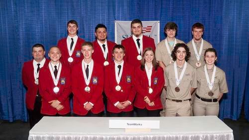Adairsville High School students, right, pose for a photo with other medalists from the SkillsUSA National Leadership and Skills Conference held in June in Louisville, Ky.