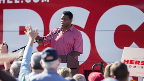 Georgia Republican Senate candidate Herschel Walker speaks to during a Unite Georgia Bus Stop Tour on Saturday, Oct. 15, 2022, in Savannah. Walker is running against Democratic U.S. Sen. Raphael Warnock, and they participated in a debate Friday night in Savannah. (Photo: Stephen B. Morton for The Atlanta Journal-Constitution)