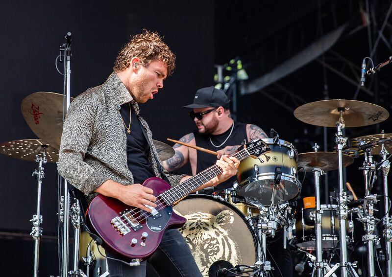 Atlanta, Ga: Royal Blood brought their massive, two-piece sound to the Peachtree Stage to close out Saturday afternoon. Photo taken Saturday May 4, 2024 at Central Park, Old 4th Ward. AAJC 050424 shaky day two (RYAN FLEISHER FOR THE ATLANTA JOURNAL-CONSTITUTION)