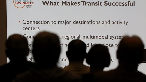 April 25, 2018 Lawrenceville: Local residents attend a Gwinnett County public open house and information session on it’s proposed transit plan at the Gwinnett Justice and Administrative Center on Tuesday, April 25, 2018, in Lawrenceville. Curtis Compton/ccompton@ajc.com