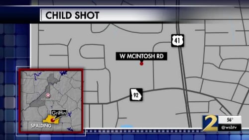 A 7-year-old boy was accidentally shot in Griffin on Monday, authorities said.