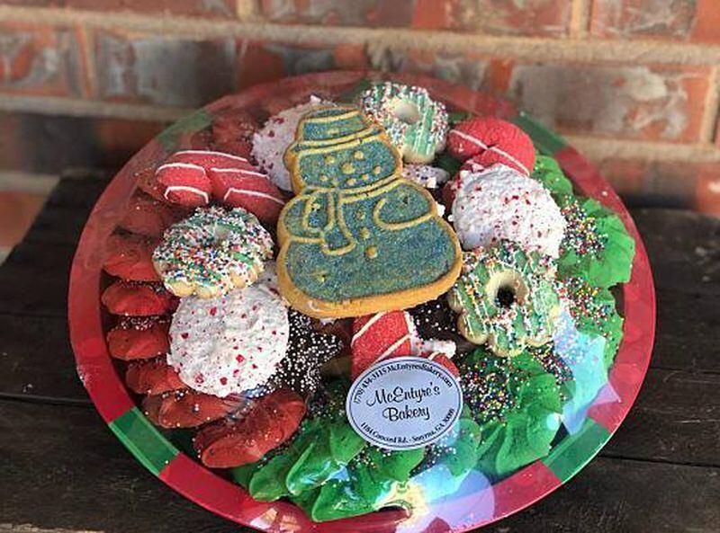 McEntyre's Bakery sells festive Christmas cookie trays.