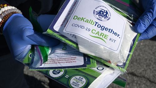 DeKalb County recently passed out COVID-19 care kits to residents. (Hyosub Shin / Hyosub.Shin@ajc.com)