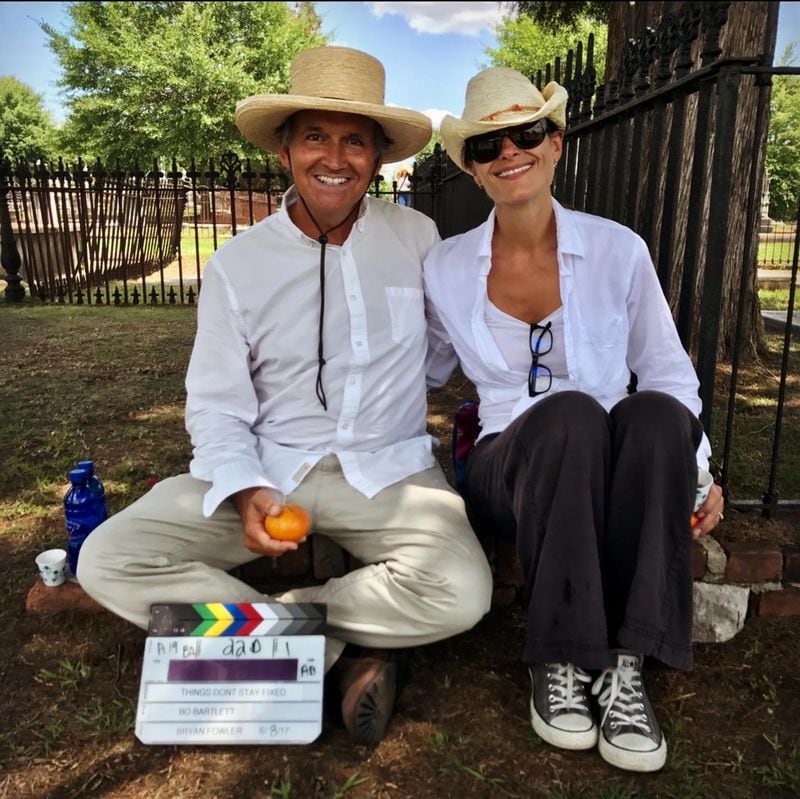Bo Bartlett and his wife, painter Betsy Eby, on the set of "Things Don't Stay Fixed" set in Columbus, Georgia. Eby is executive producer and provided music for the film.
Courtesy of Running Stag Productions