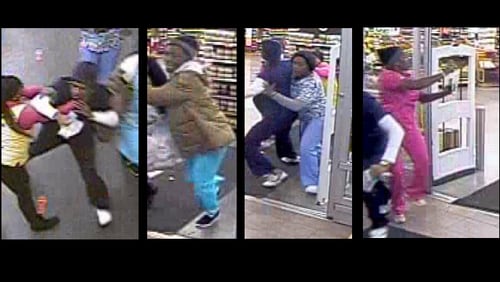 Gwinnett County police are searching for three women and a man who took $1,500 in gift cards from a cashier at a Walmart Neighborhood Market in Peachtree Corners.