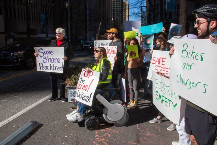 Advocates protest removal of ‘shared streets’ project on Peachtree 