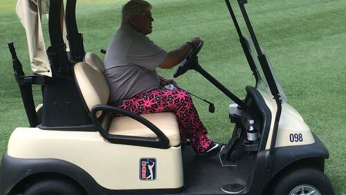 Who is that man in the, um, interesting pants driving off at the Mitsubishi Electric Classic? It's John Daly, of course. (Steve Hummer)