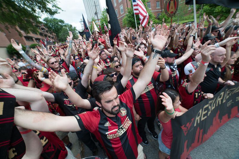 April 30, 2017 ATLANTA Terminus Legion fans are shown before D.C. United plays Atlanta United during a Major League Soccer game at Bobby Dodd Stadium, on the Georgia Tech campus in Atlanta, Sunday, April 30, 2017. D.C.United won 3-1.   Andrew Dinwiddie/SPECIAL