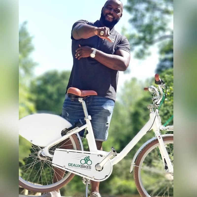 DeMario Pressley, a former defensive tackle for the New Orleans Saints, co-launched Geaux Bikes in June with his wife based on her idea to start a bike share service. The business has had more than 500 users since it launched. CONTRIBUTED