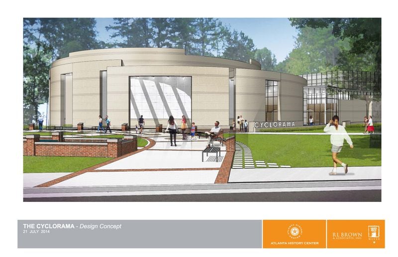 A rendering of the Atlanta History Center's Cyclorama wing from West Paces Ferry Road.