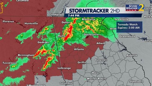 A tornado watch is in effect for all of metro Atlanta and parts of North Georgia until 2 a.m. Friday.