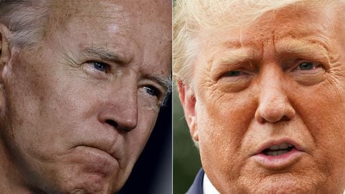 Undecided voters appear to be few in number in Georgia, but political observers say they still could decide the race in the state between Democratic presidential nominee Joe Biden, left, and Republican President Donald Trump. (OLIVIER DOULIERY/GETTY/TNS)