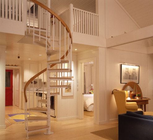 A stylish staircase adds flair to home